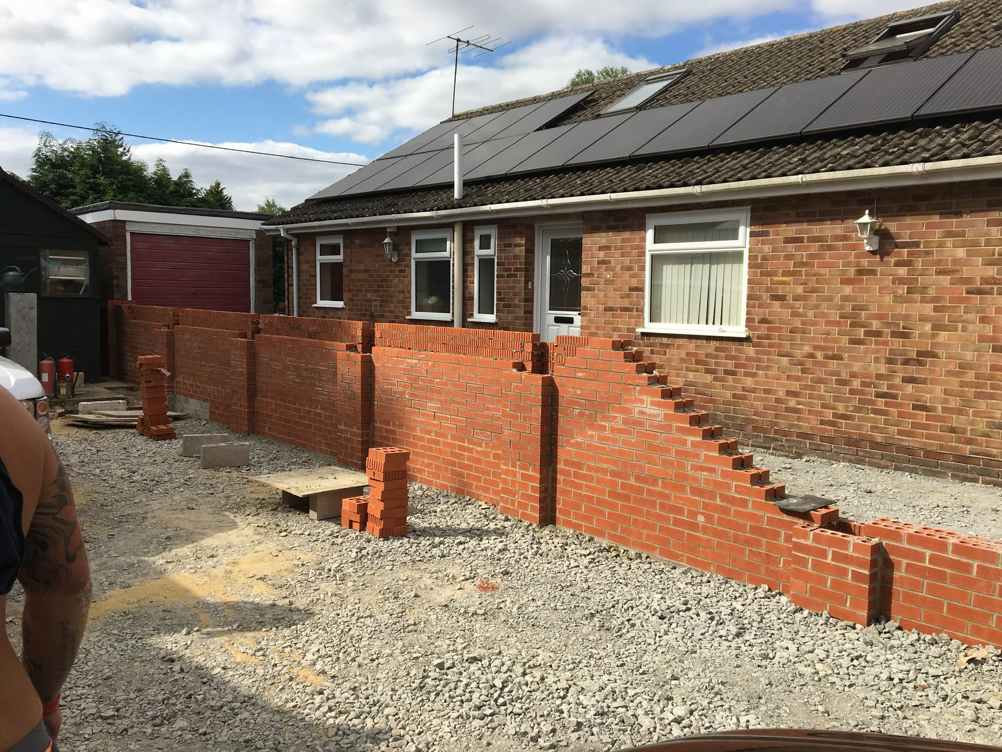 Garden wall brickwork in progress