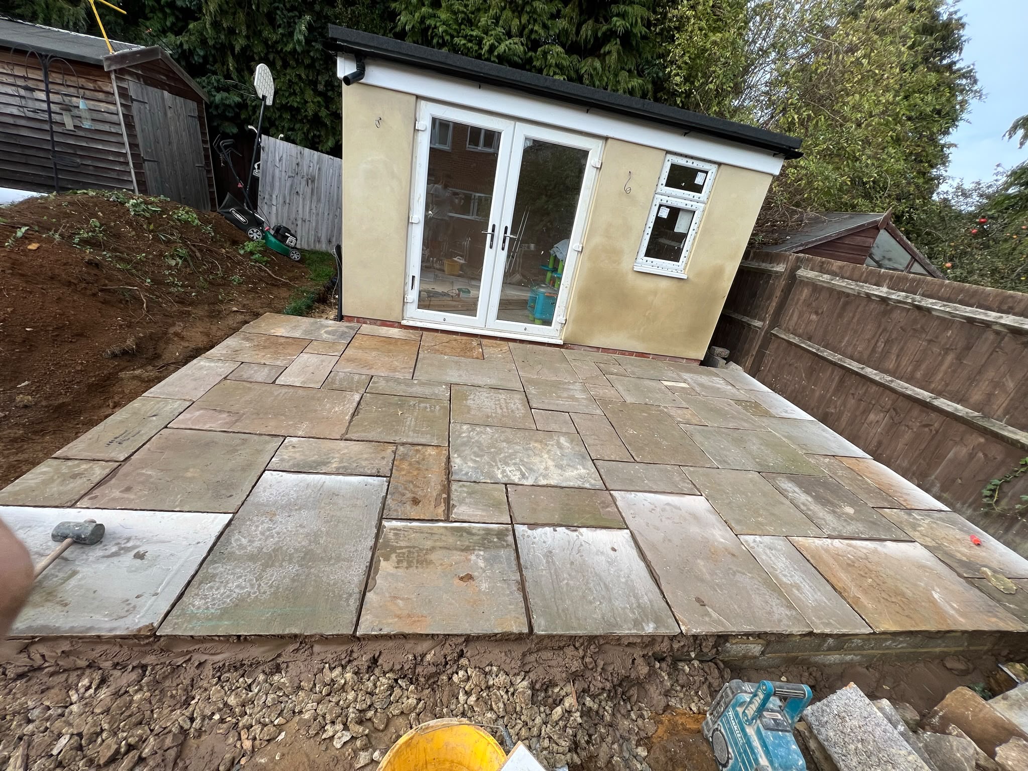 Garden building and stone patio construction
