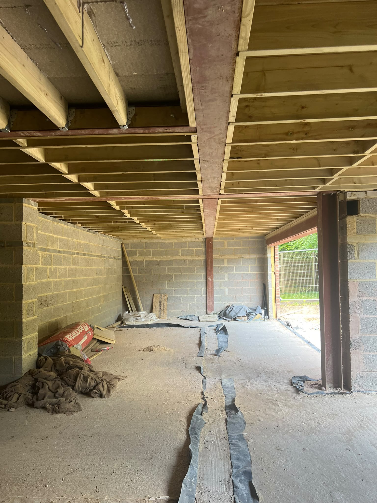Steel floor support installation