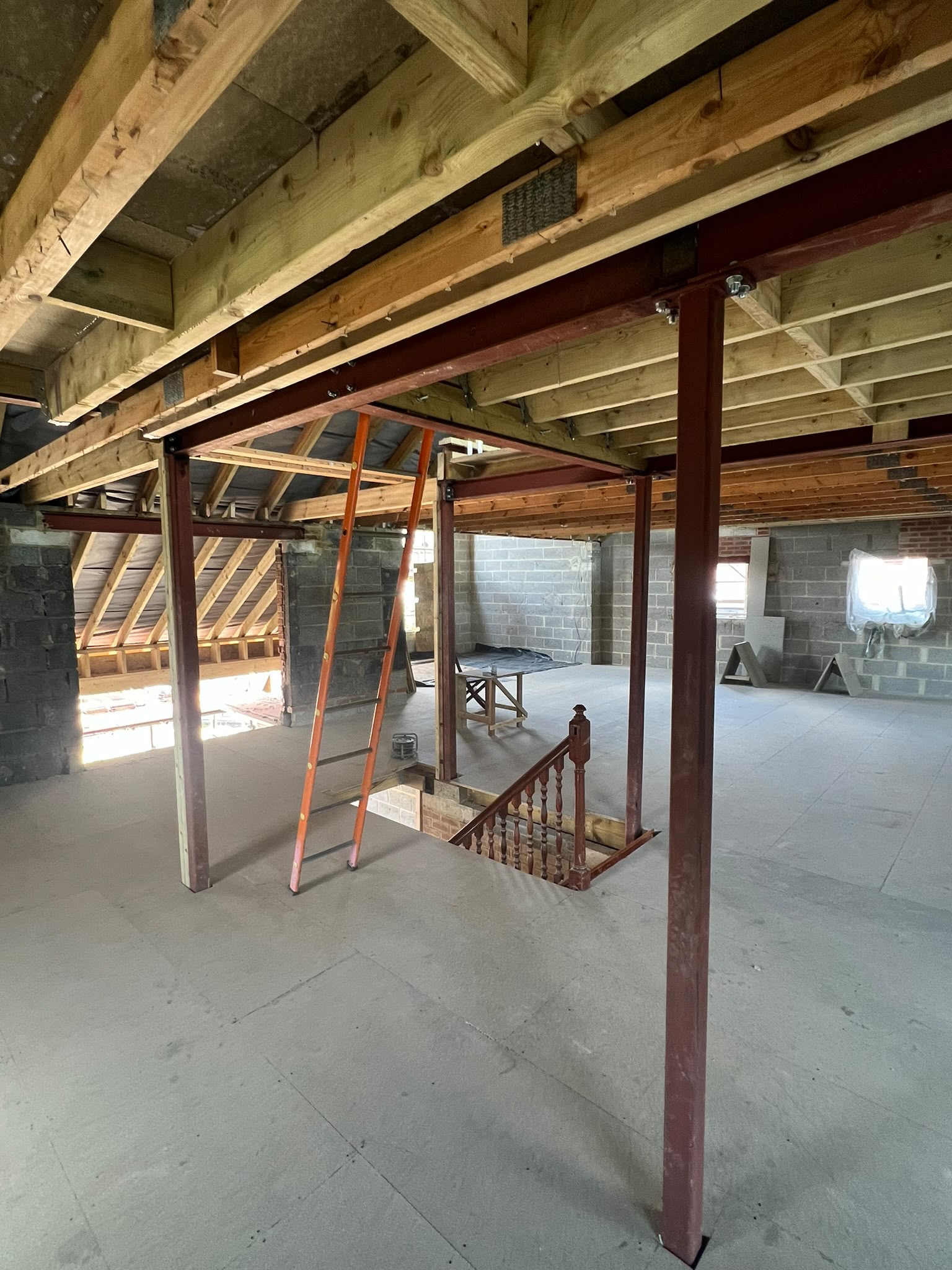 Structural steel frame installation
